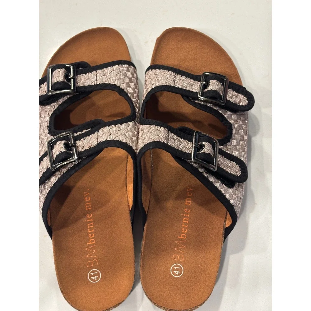 Bernie Mev Sunset Euro 41 US 10 Slide Sandals Womens Metallic Pewter - Picture 3 of 7